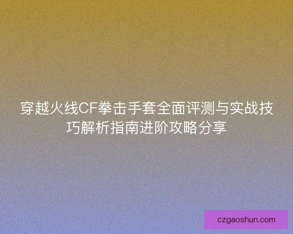 穿越火线CF拳击手套全面评测与实战技巧解析指南进阶攻略分享