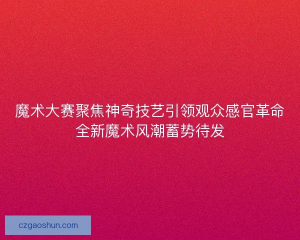 魔术大赛聚焦神奇技艺引领观众感官革命全新魔术风潮蓄势待发