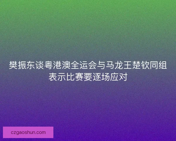 樊振东谈粤港澳全运会与马龙王楚钦同组表示比赛要逐场应对