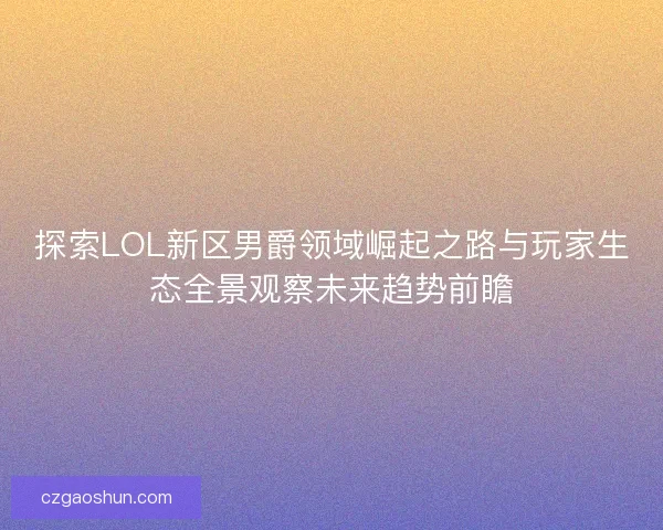 探索LOL新区男爵领域崛起之路与玩家生态全景观察未来趋势前瞻
